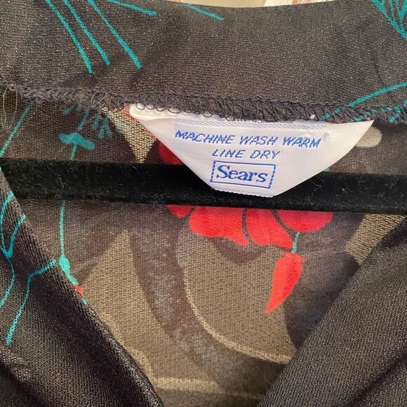 Vintage sears sheer floral polyester button up size 14 - Picture 4 of 9